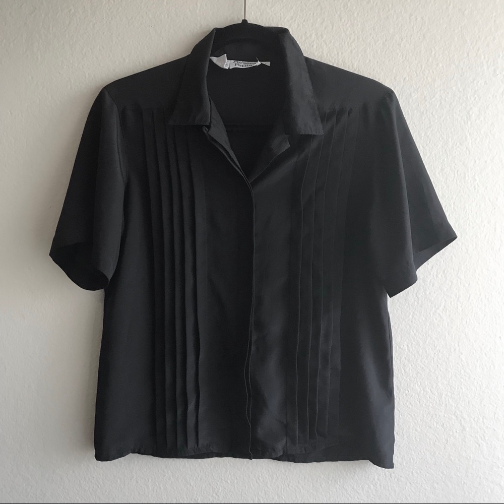 Vintage Black Button Up Blouse